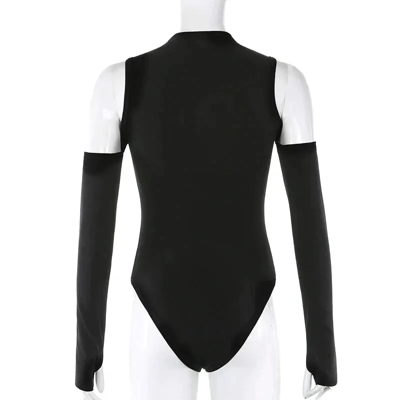 Long Sleeve Bodysuit Turtleneck Rapcopter Hollow Out