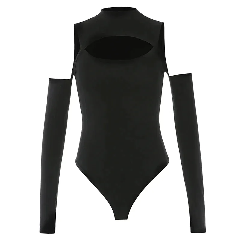 Long Sleeve Bodysuit Turtleneck Rapcopter Hollow Out