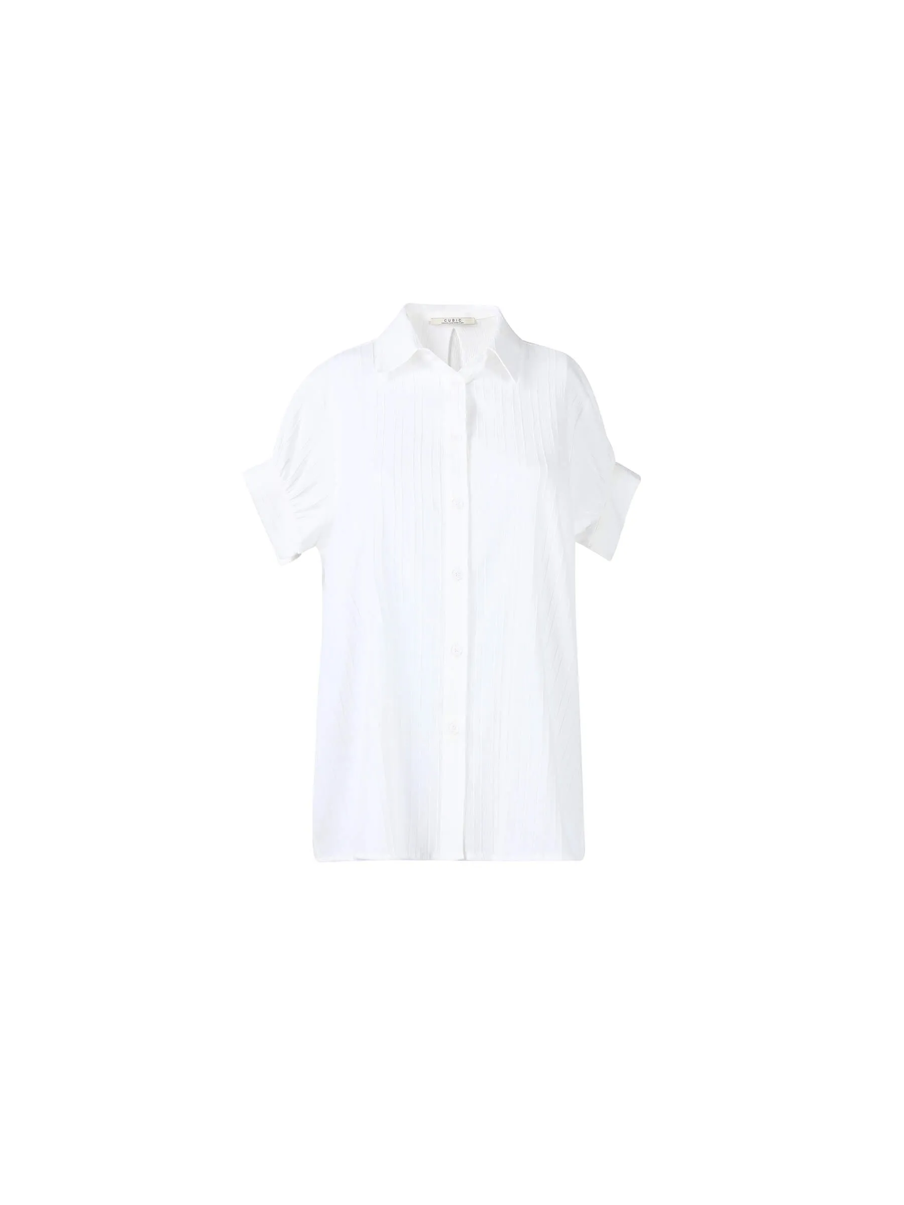 Loose Shirt with Pleated Short Sleeves