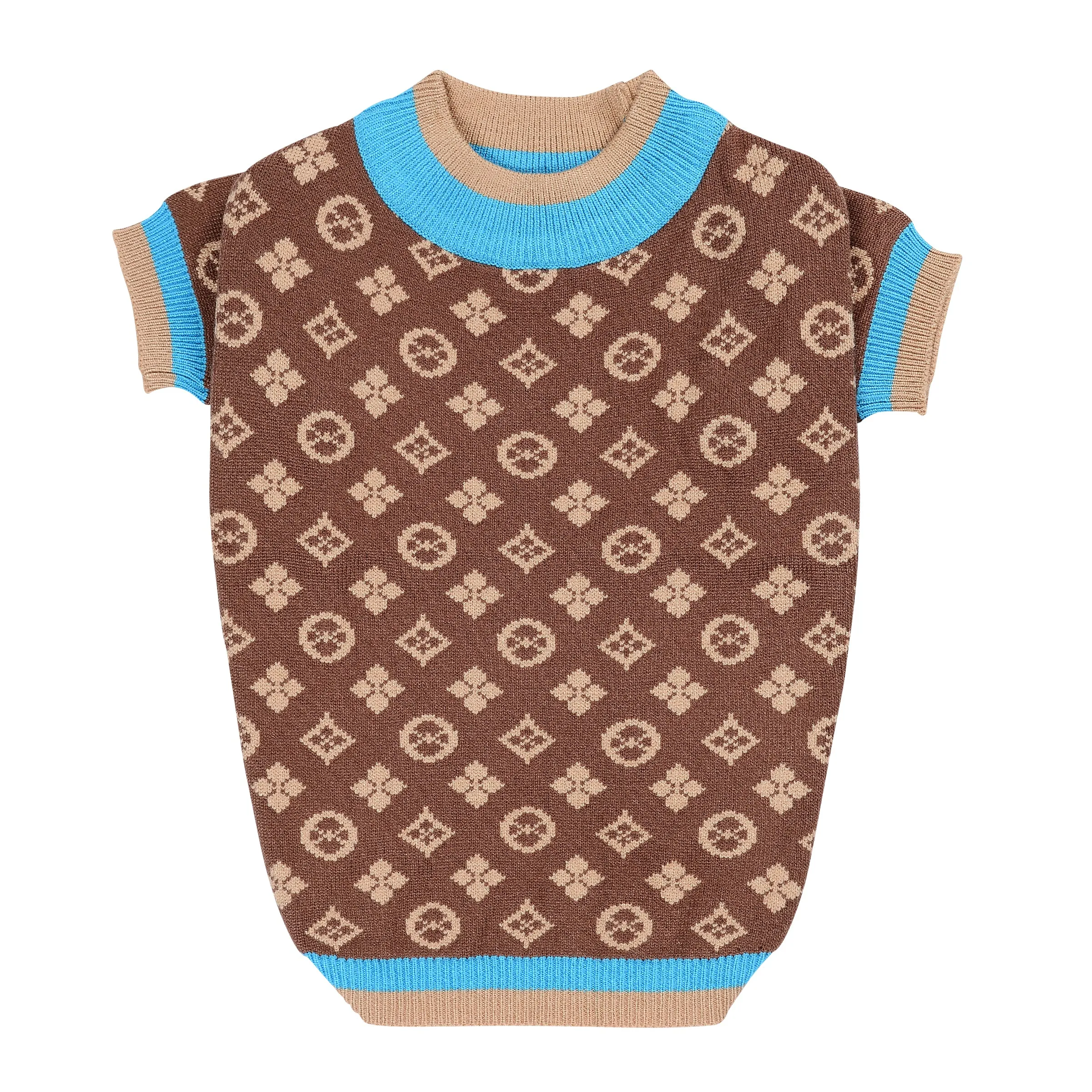 Luxury Monogram Dog Jumper in Brown & Blue - Now in Store