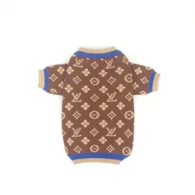 Luxury Monogram Dog Jumper in Brown & Blue - Now in Store