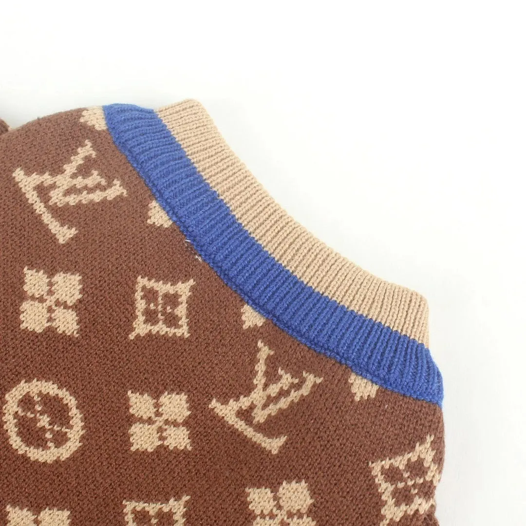 Luxury Monogram Dog Jumper in Brown & Blue - Now in Store