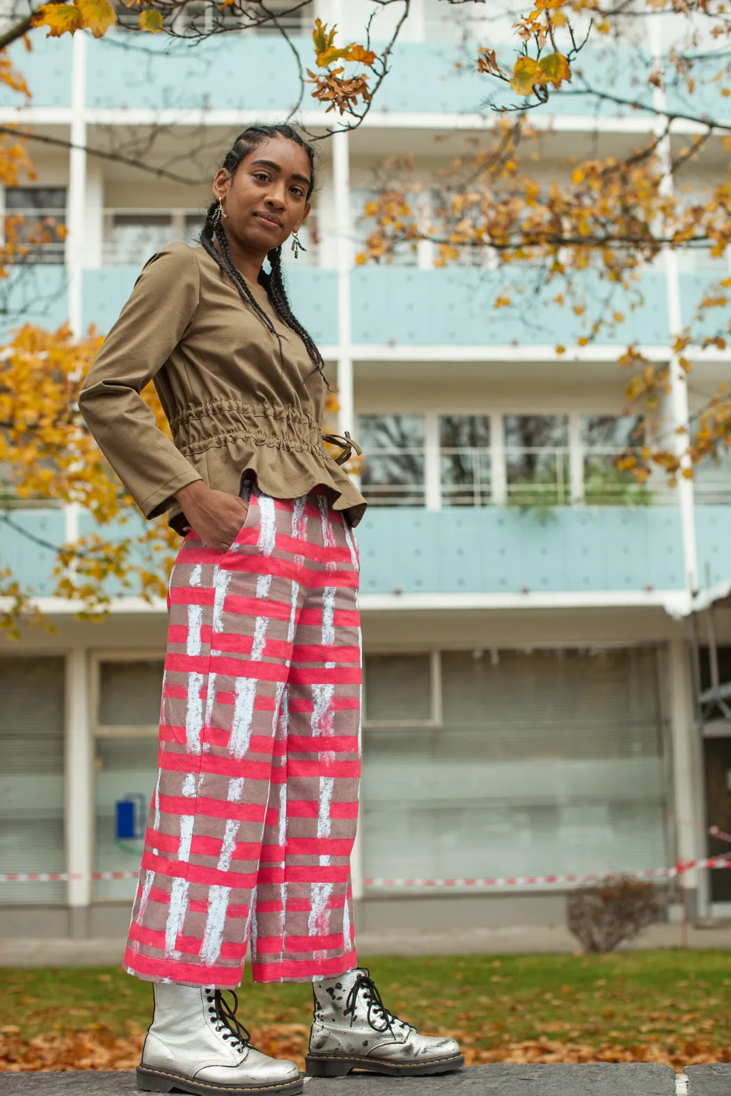 Magenta Checked Culottes