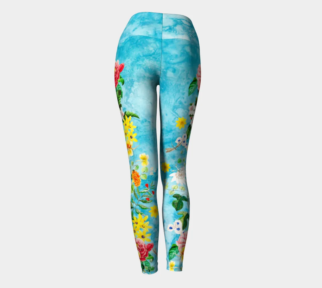 Marble Sky Floral Yoga Leggings