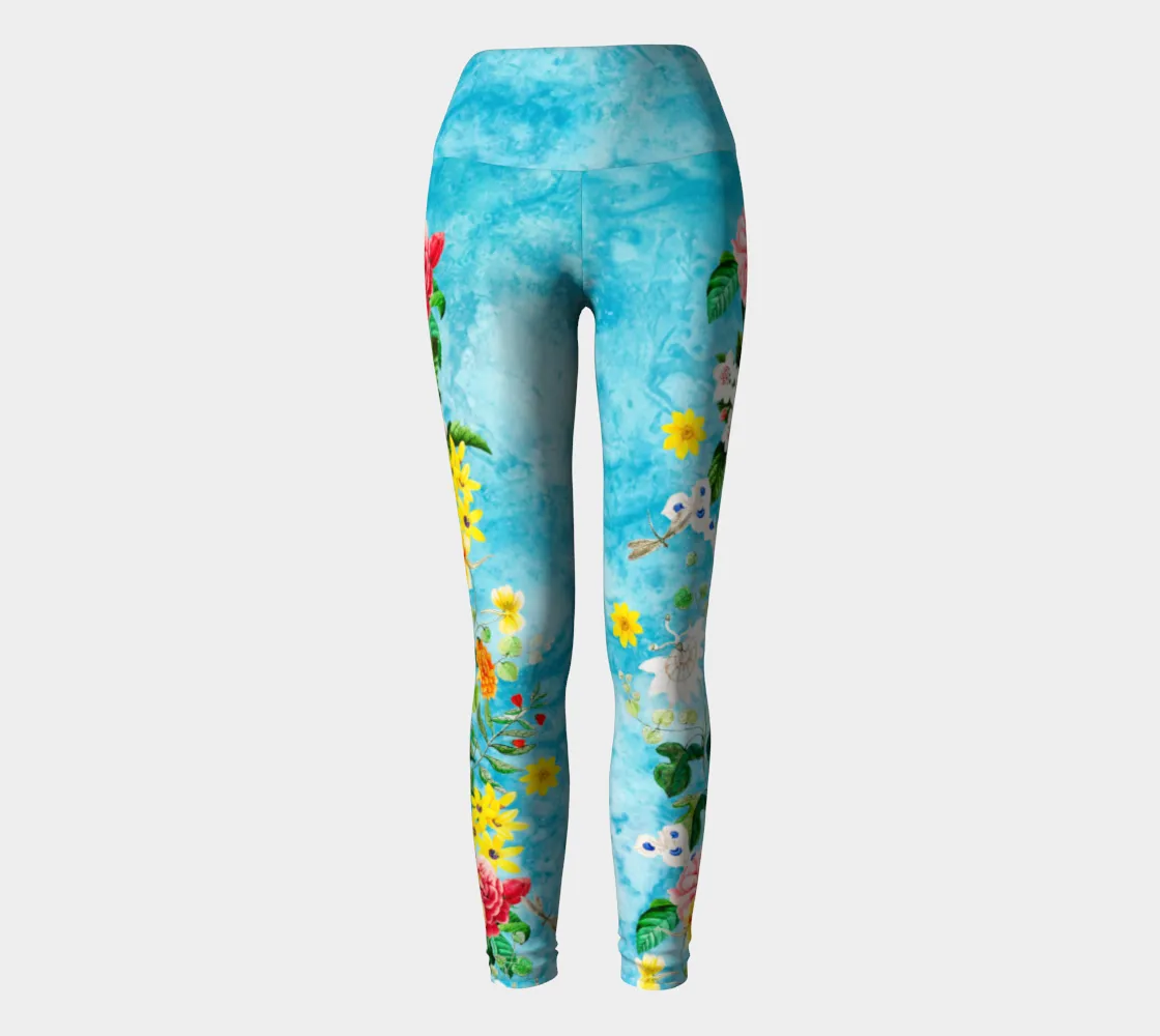 Marble Sky Floral Yoga Leggings