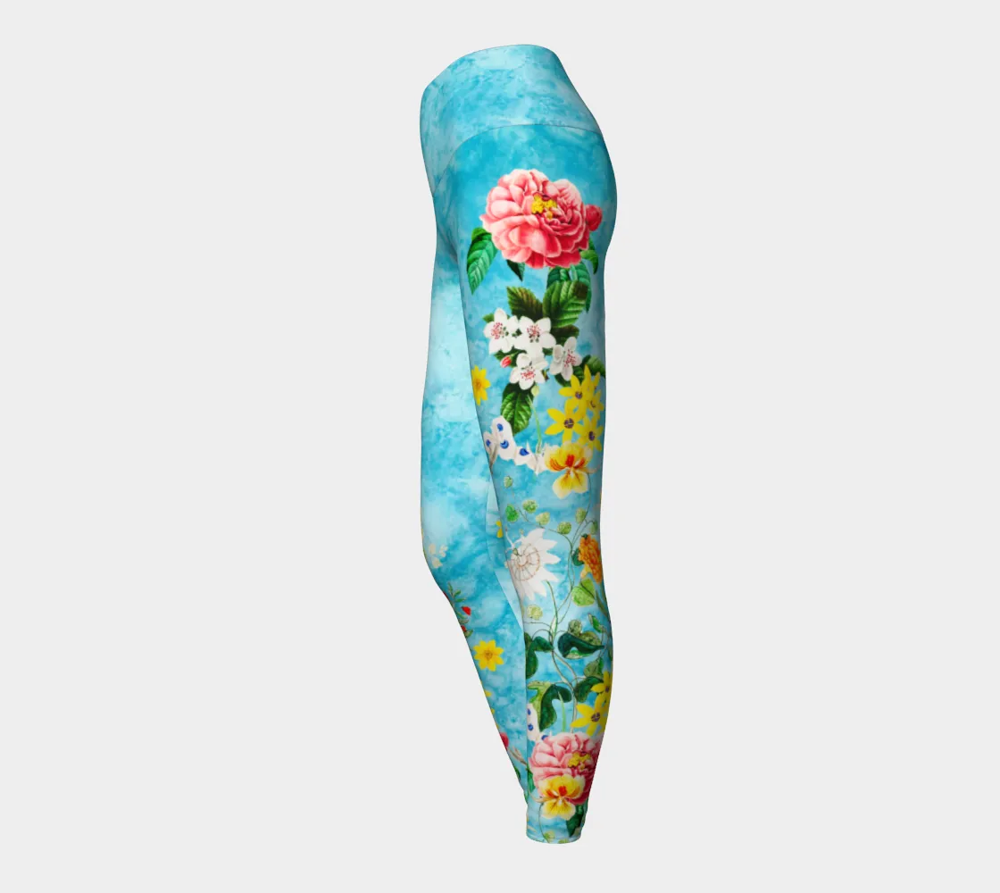 Marble Sky Floral Yoga Leggings