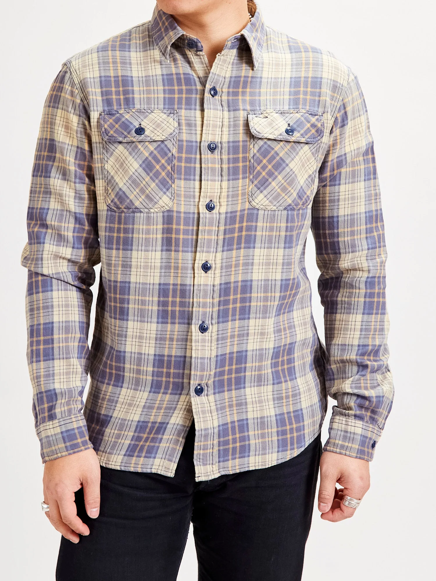 Matlock Work Shirt in Blue/Yellow