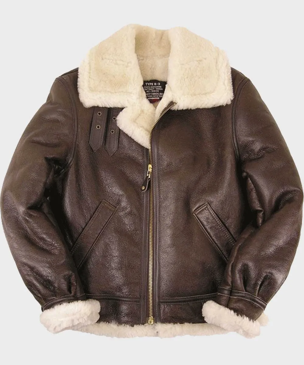 Mens Brown B3 Sheepskin Leather Jacket