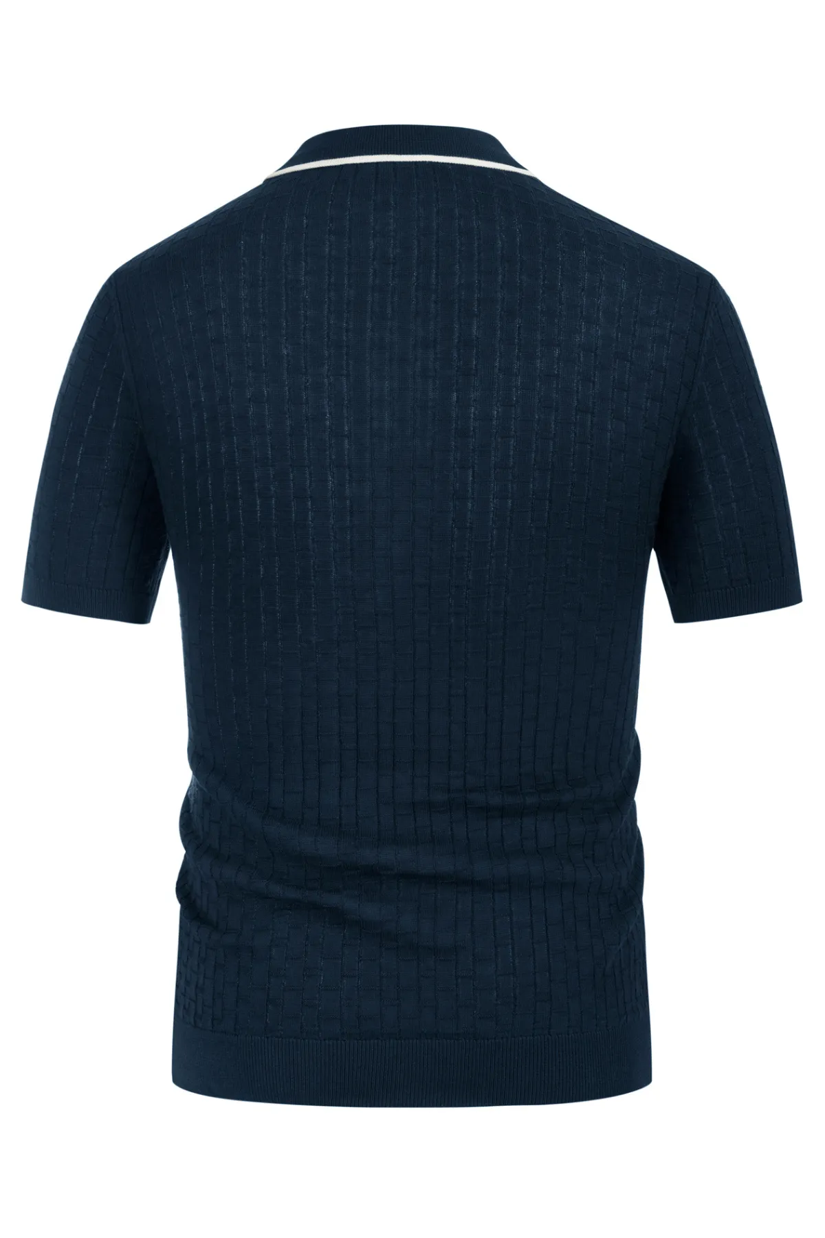 Mens Knitted Polo Shirts Short Sleeve Texture Golf Polo Pullover Shirts Casual Breathable Polo Shirts