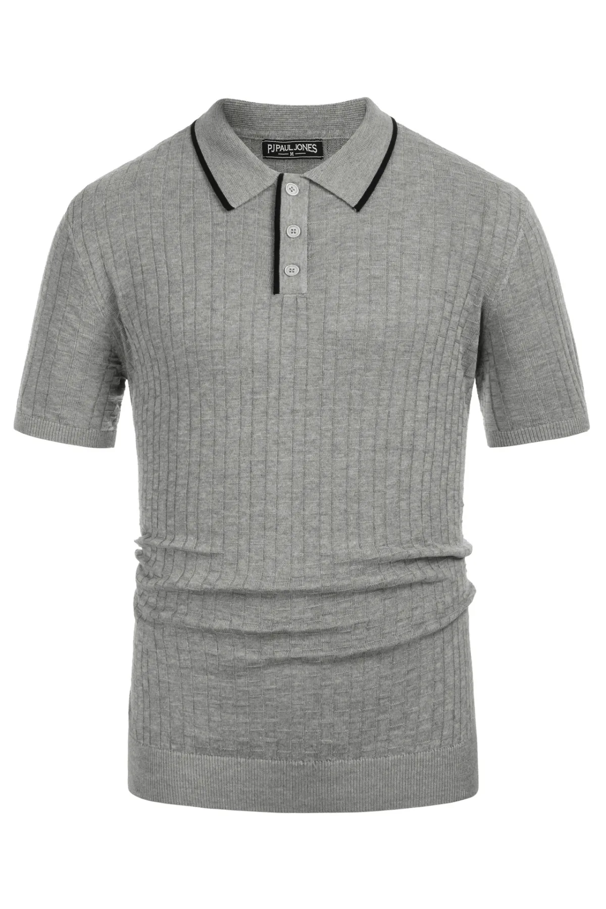 Mens Knitted Polo Shirts Short Sleeve Texture Golf Polo Pullover Shirts Casual Breathable Polo Shirts