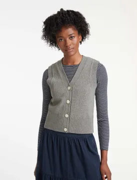 Meryl Wool V Neck Waistcoat - Mid Grey