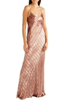 Michelle Mason Velvet Devoré Gown in Antique Rose