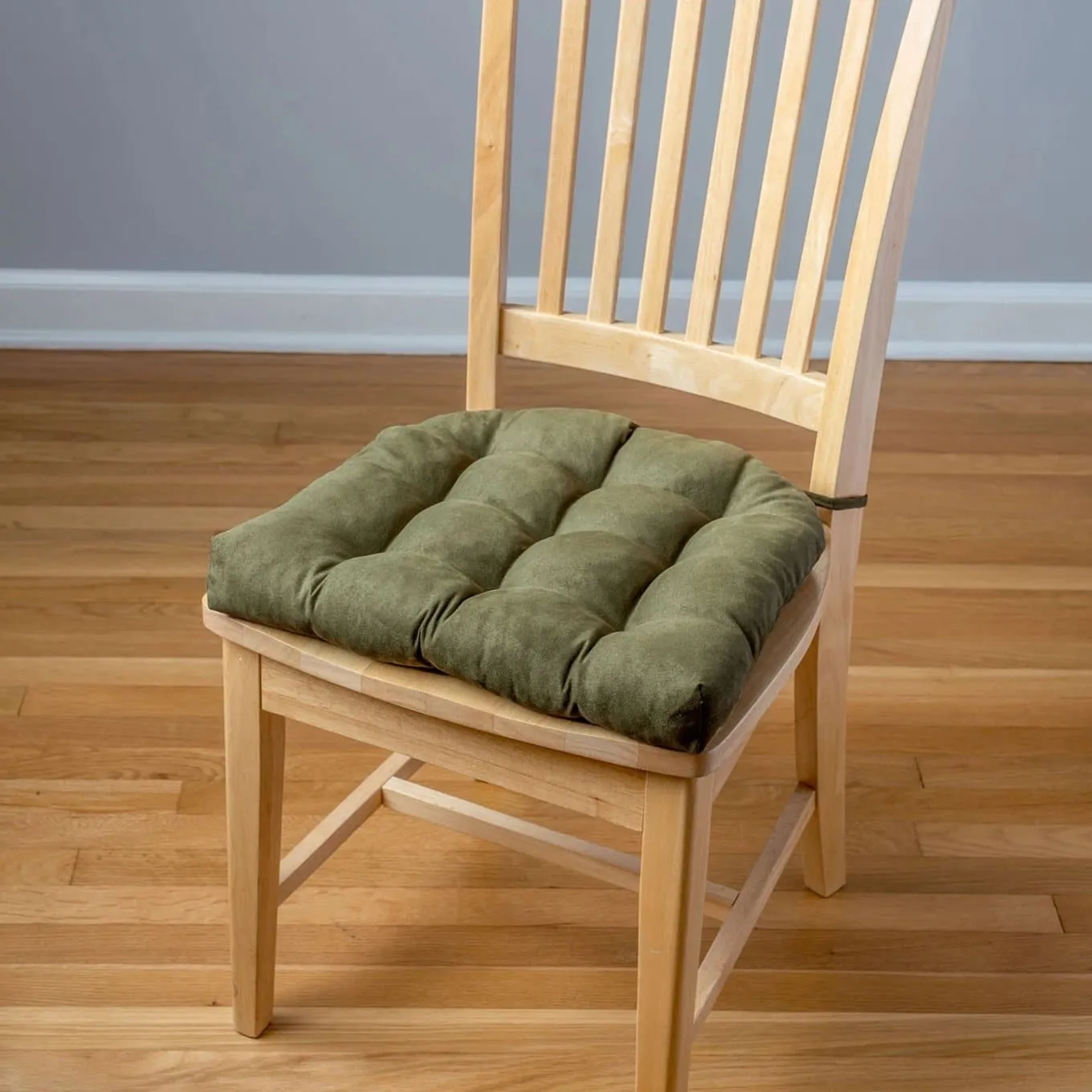 Micro-Suede Laurel Green Dining Chair Pads - Latex Foam Fill, Reversible