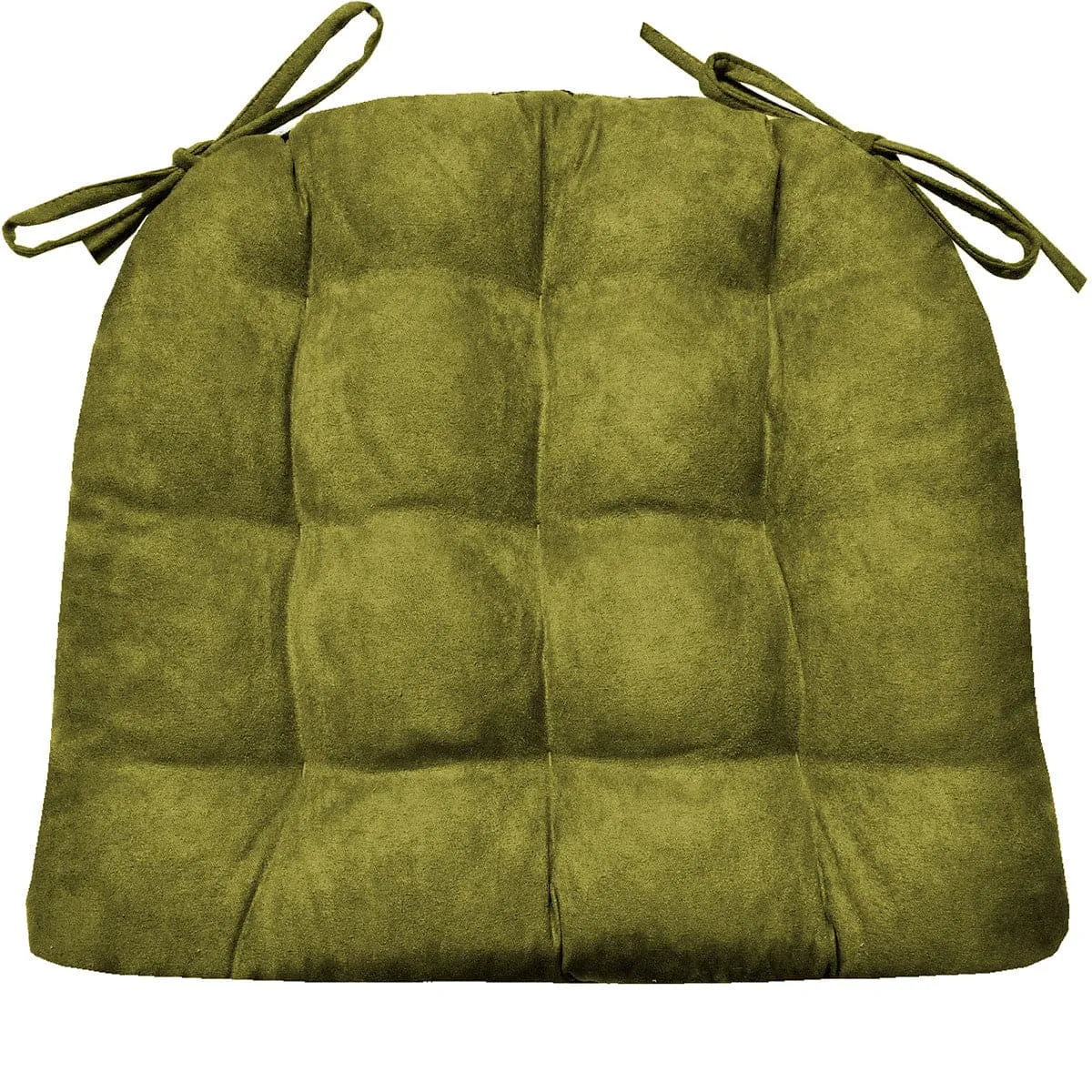 Micro-Suede Laurel Green Dining Chair Pads - Latex Foam Fill, Reversible