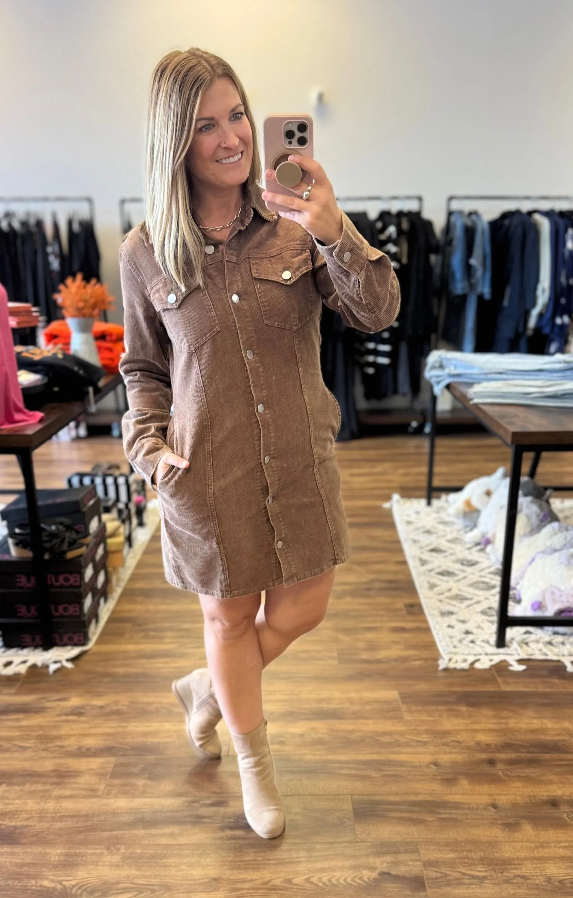 Mikayla - Corduroy Utility Dress