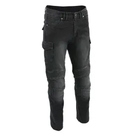 Milwaukee Leather MDM5010 Men's Black Knee Flex Armored Straight Cut Motorcycle Denim Jeans Reinforced with Aramid Fibers