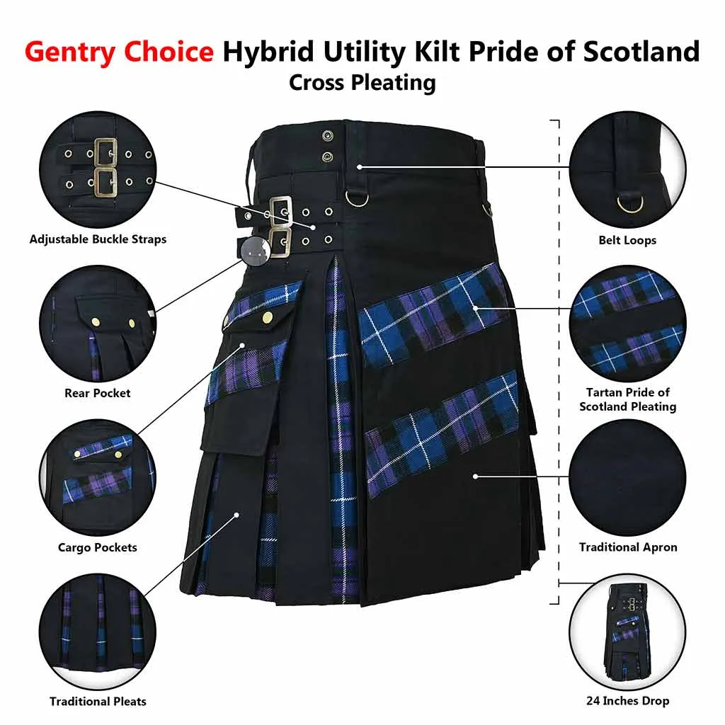 Modern Hybrid Kilt Tartan Pride of Scotland Cross Stripes