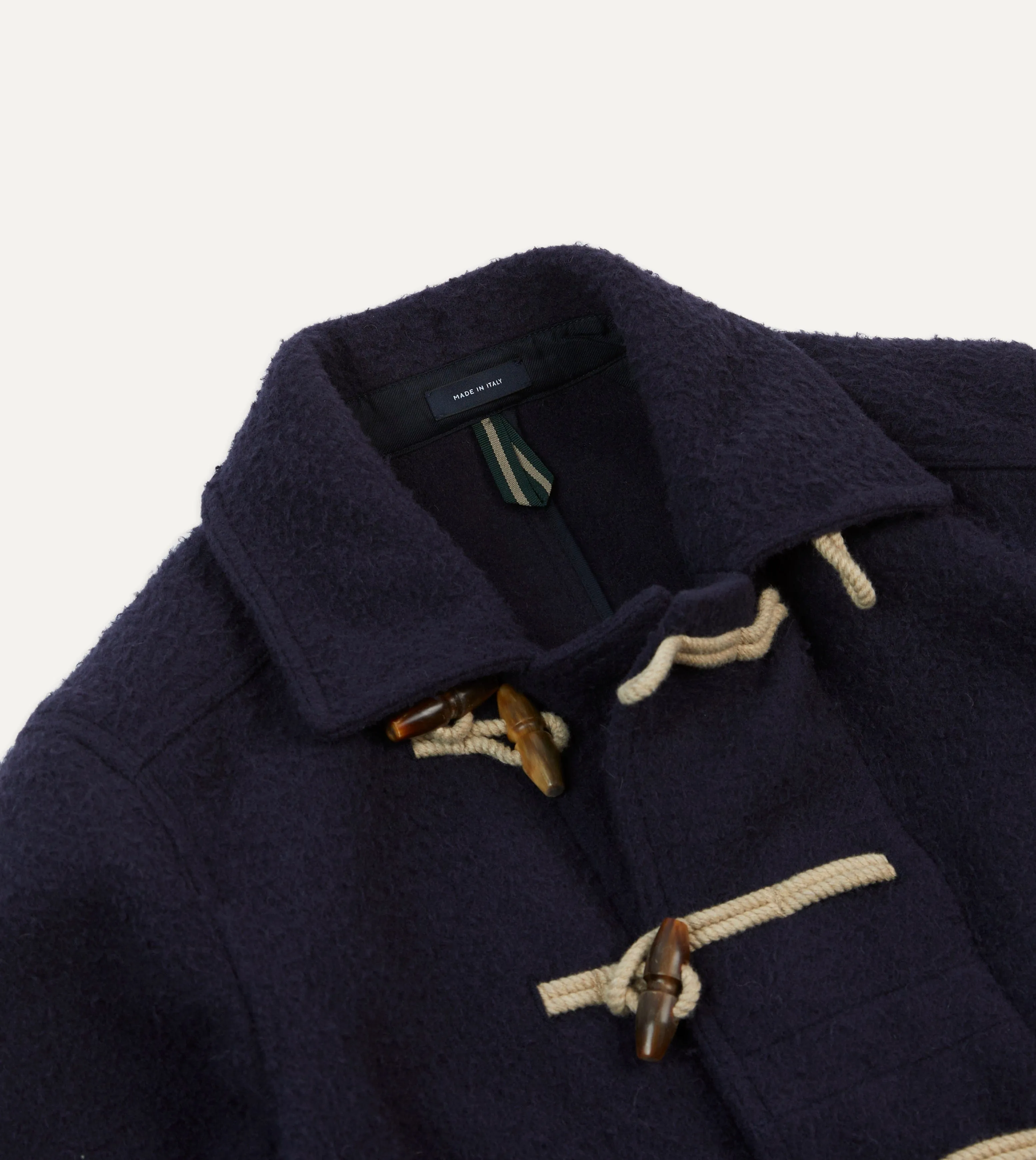 Navy Casentino Wool Short Duffle Coat