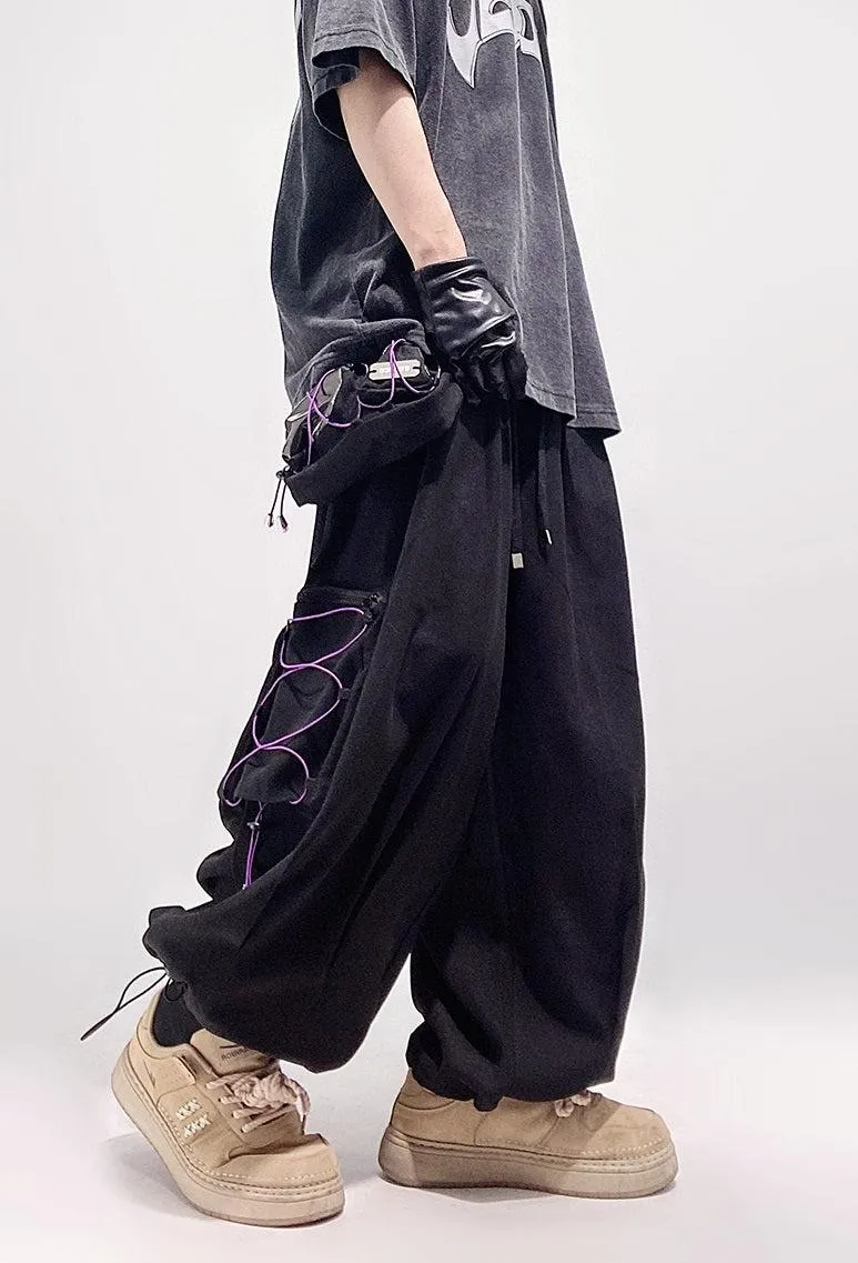 Noir Laced Cargo Pants