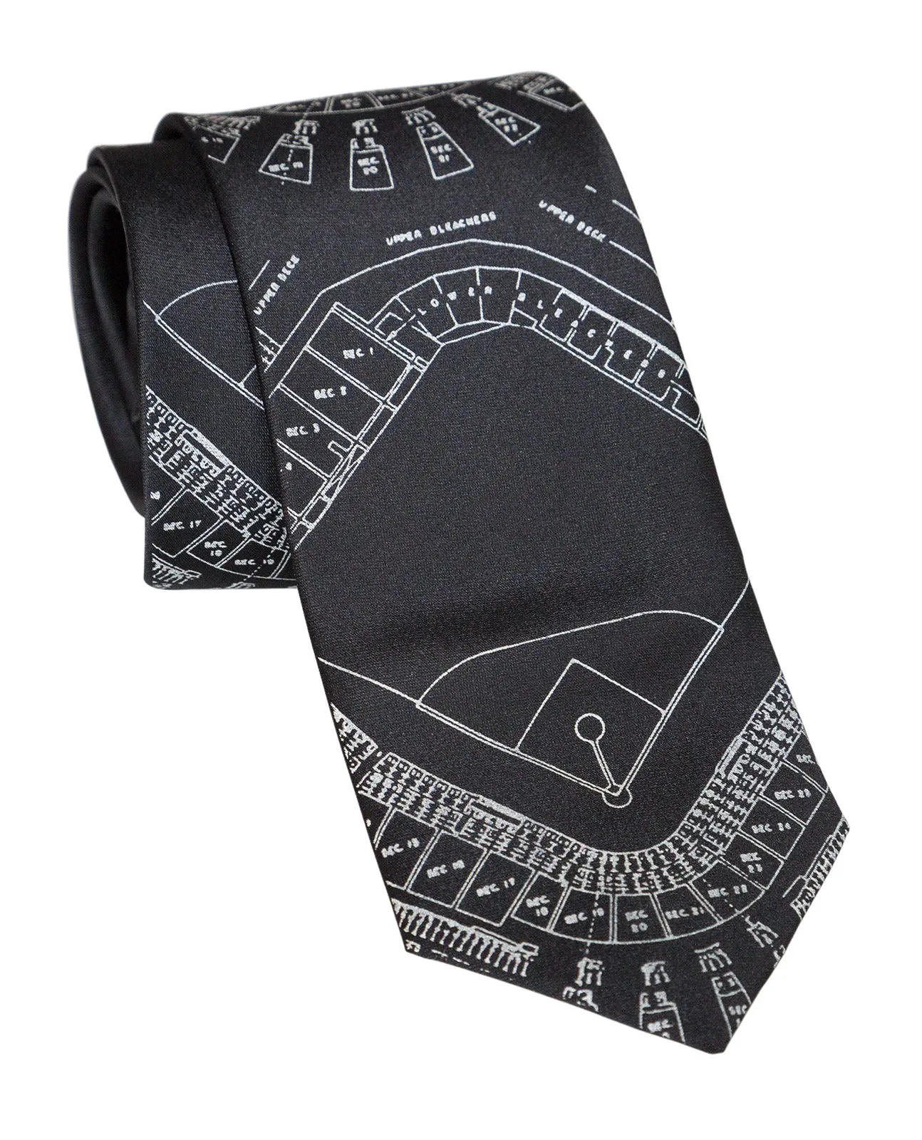 Old Tiger Stadium Blueprint Necktie, Historic Detroit Tie