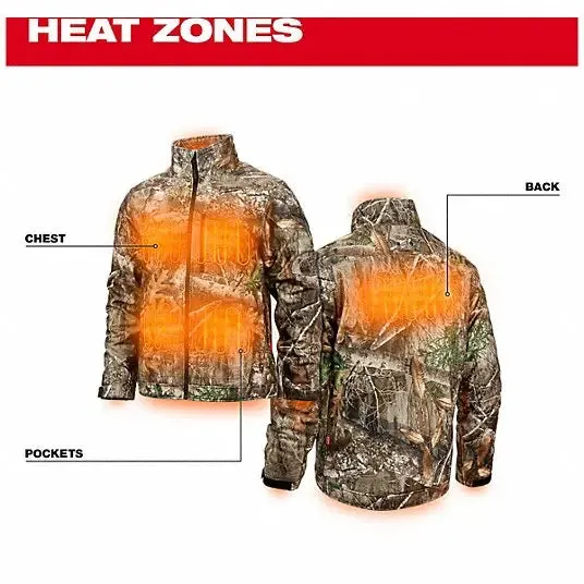 Open Box -  Milwaukee Men's X-Large M12 12V Lithium-Ion Cordless QUIETSHELL Camo Heated Jacket with (1) 3.0 Ah Battery and Charger, Camouflage