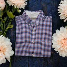 Oversized Gingham Shirt -TM Lewin -Button Down Collar - Red Blue Red - Medium