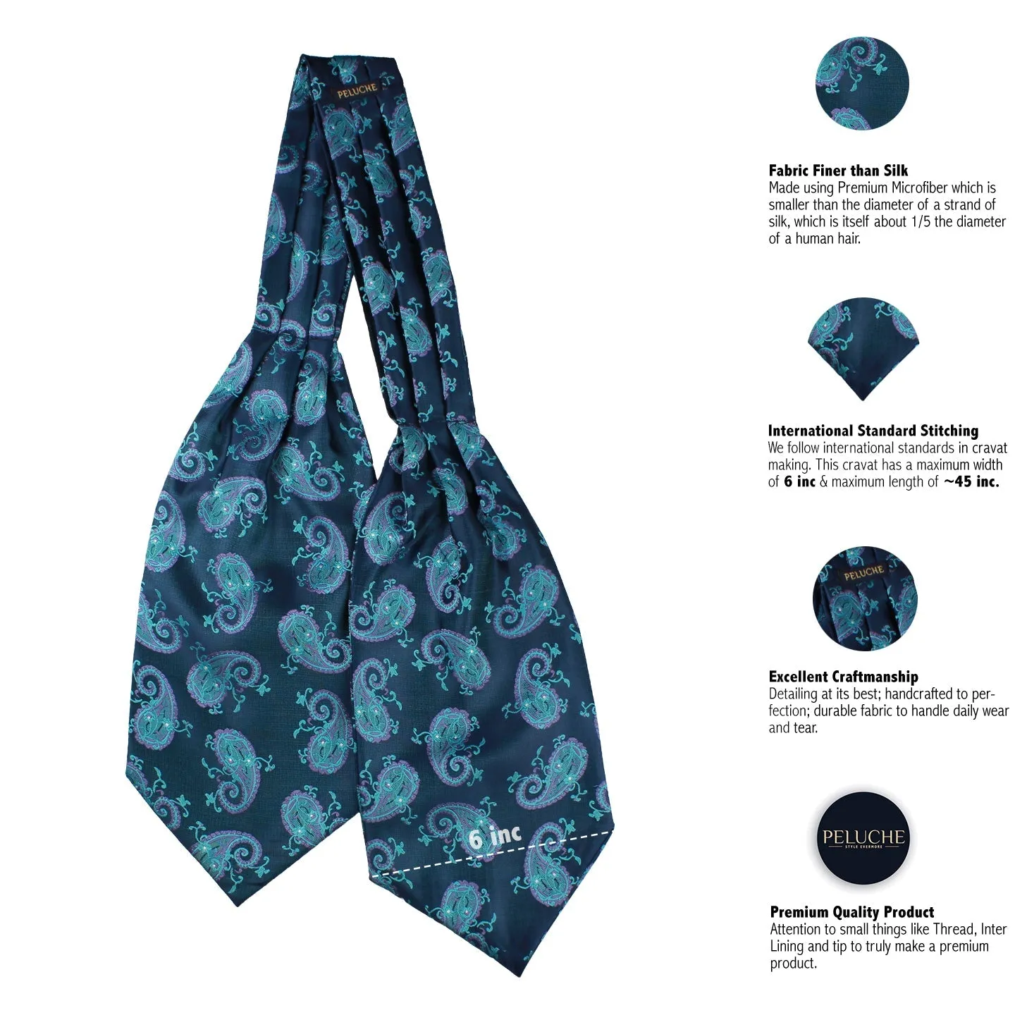 Peluche Paisley Dazzle Blue Cravat