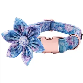 Personalized Blue Purple Flower Collar | Customized Dog ID Collars