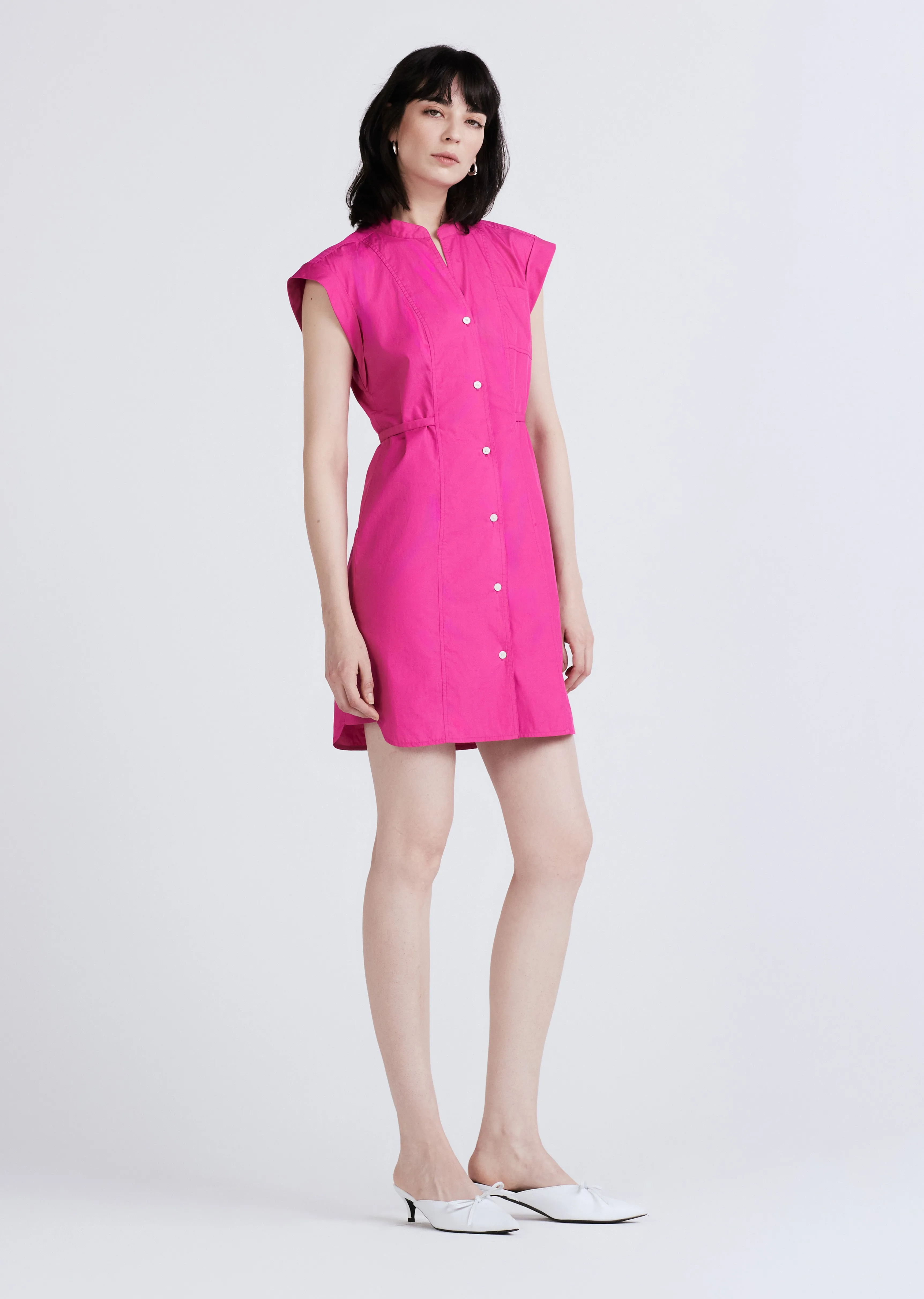 Peyton Sleeveless Shirt Dress - Berry