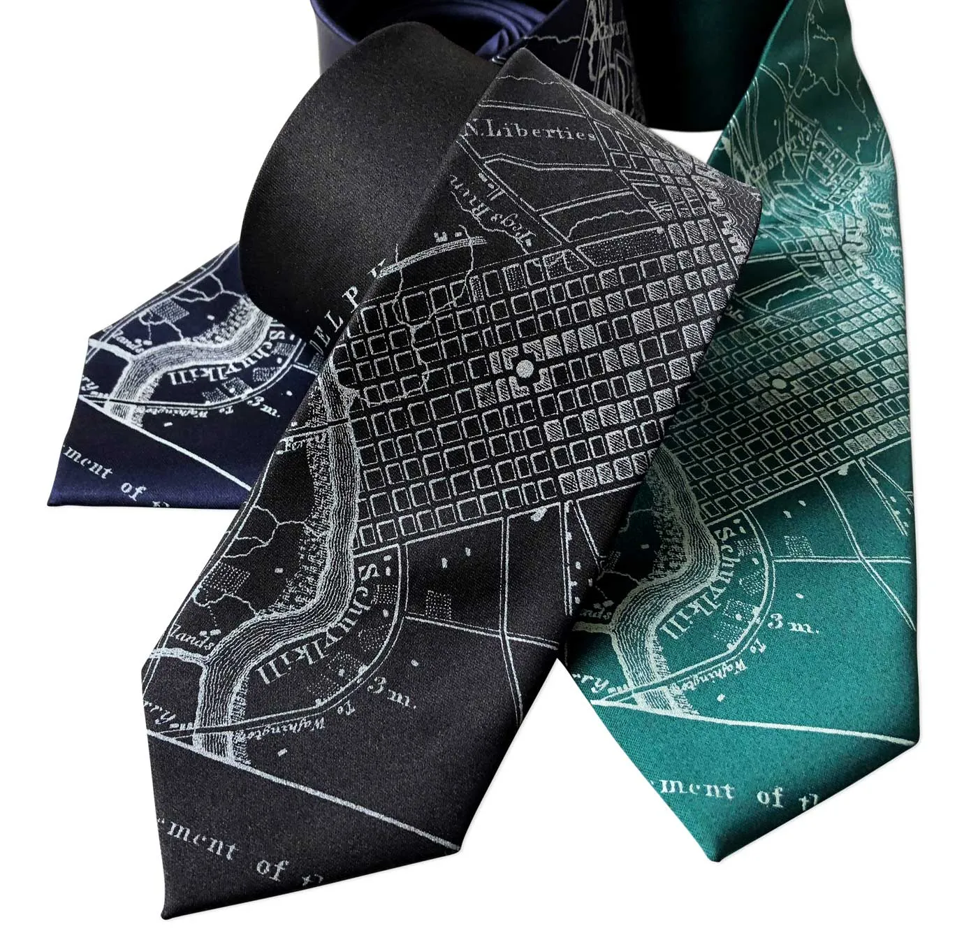 Philadelphia City Map Necktie, Pennsylvania Tie