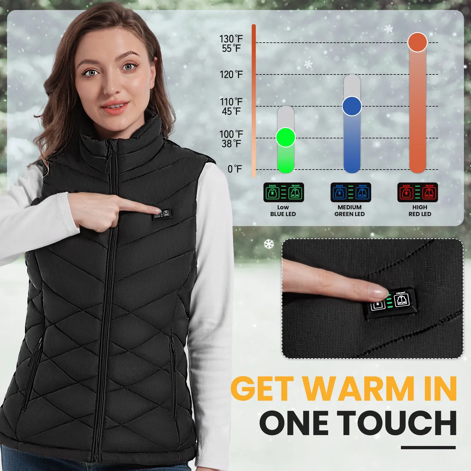 PLIDINNA Women's Heated Vest, Lightweight Warm Jacket With Battery Pack 7.4V Electric Heating Vest for Hunting/Fishing