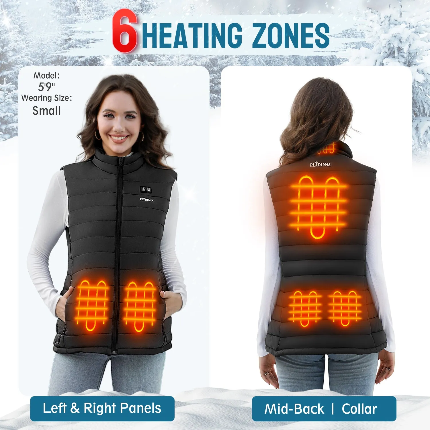 PLIDINNA Women's Heated Vest Lightweight Warm Jacket With Battery Pack 7.4V Electric Heating Vest for Hunting/Fishing