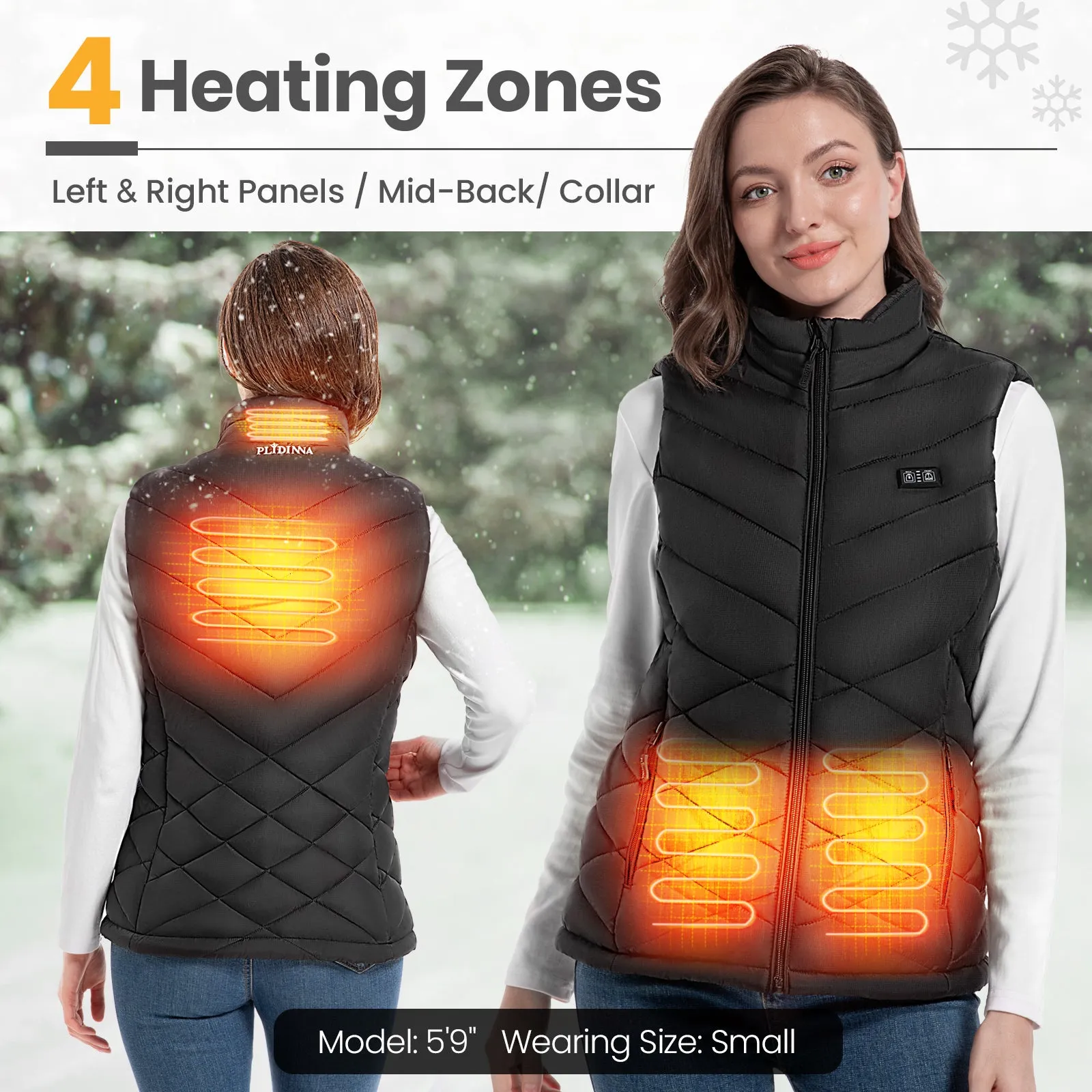 PLIDINNA Women's Heated Vest, Lightweight Warm Jacket With Battery Pack 7.4V Electric Heating Vest for Hunting/Fishing