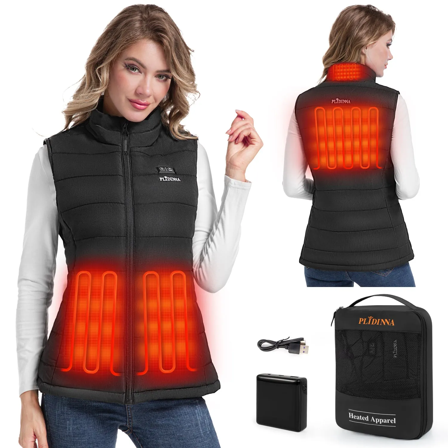 PLIDINNA Women's Heated Vest Lightweight Warm Jacket With Battery Pack