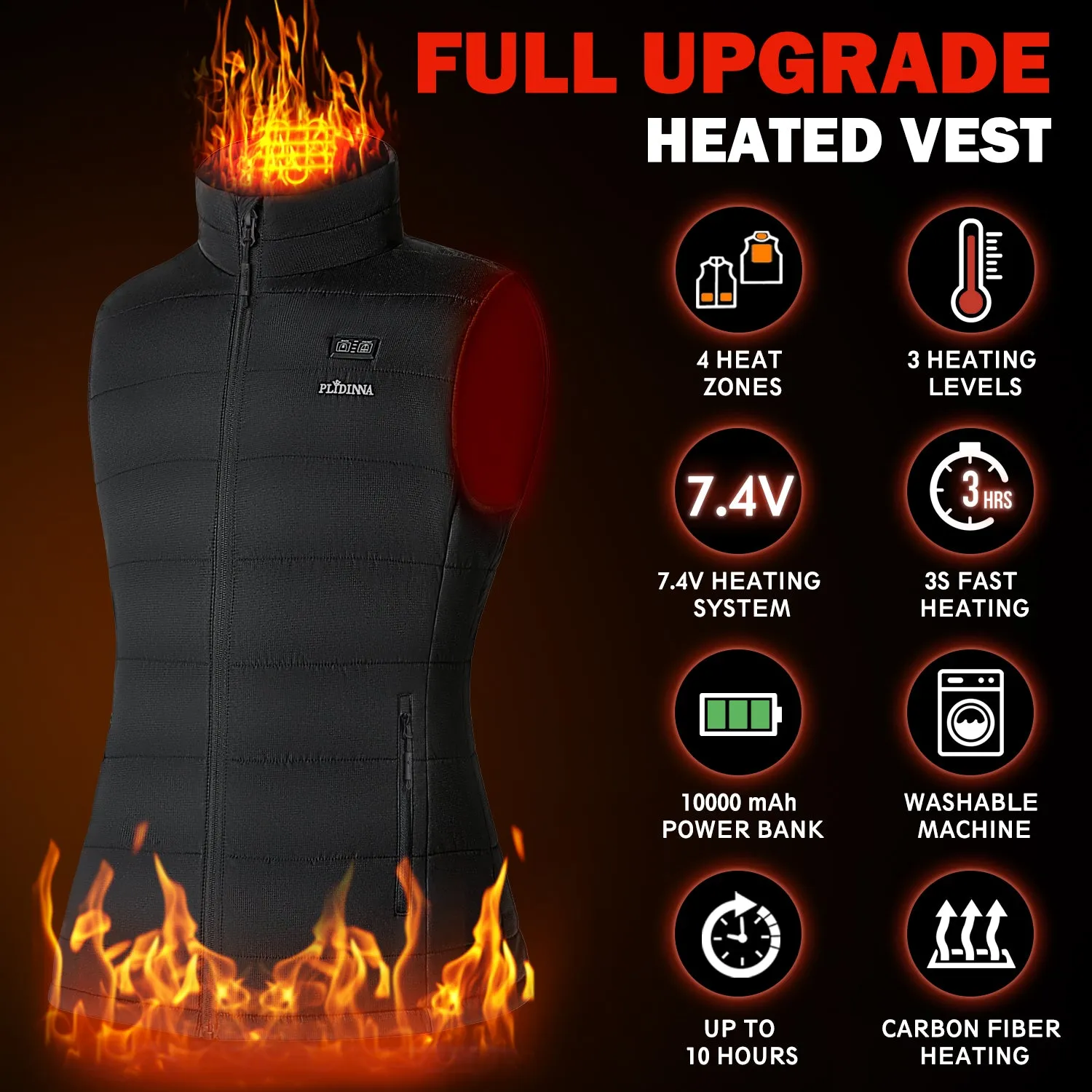 PLIDINNA Women's Heated Vest Lightweight Warm Jacket With Battery Pack