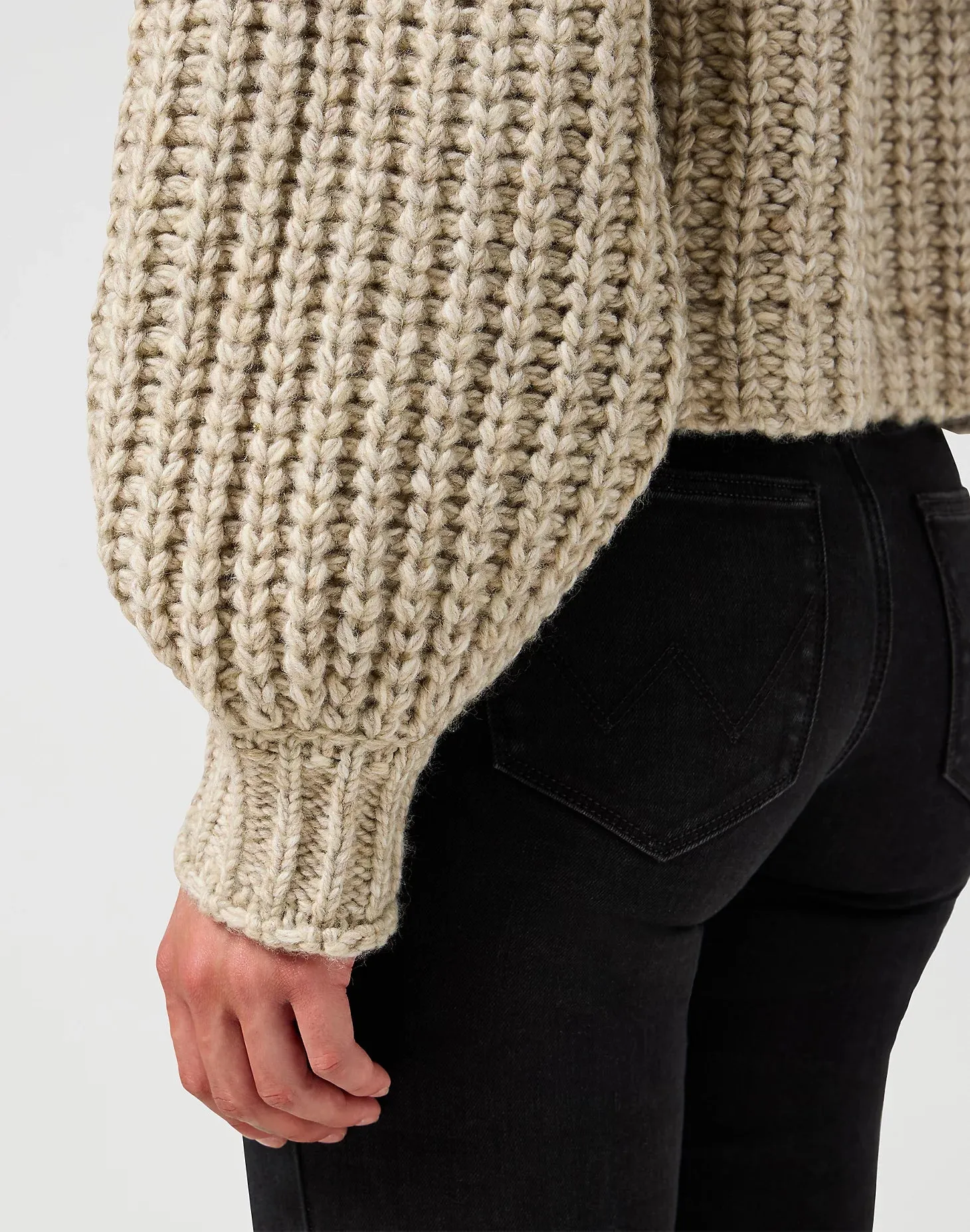 Puff Sleeve Jumper in Oatmeal