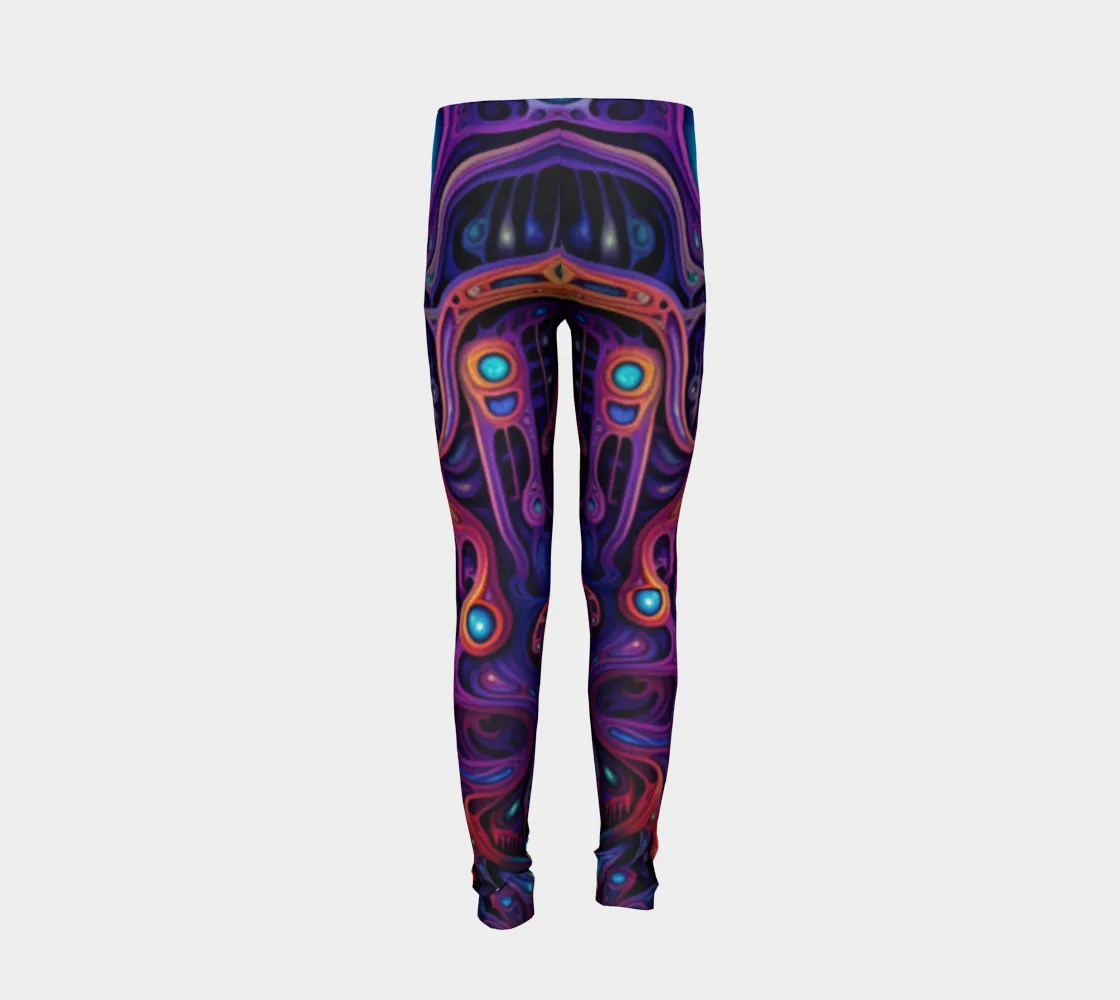 PURPLE CAVE YOUTH LEGGINGS | ACIDMATH AI