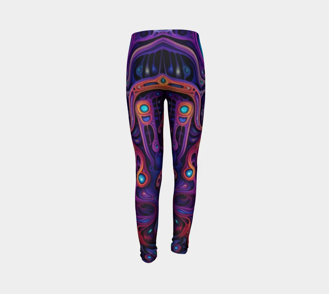 PURPLE CAVE YOUTH LEGGINGS | ACIDMATH AI