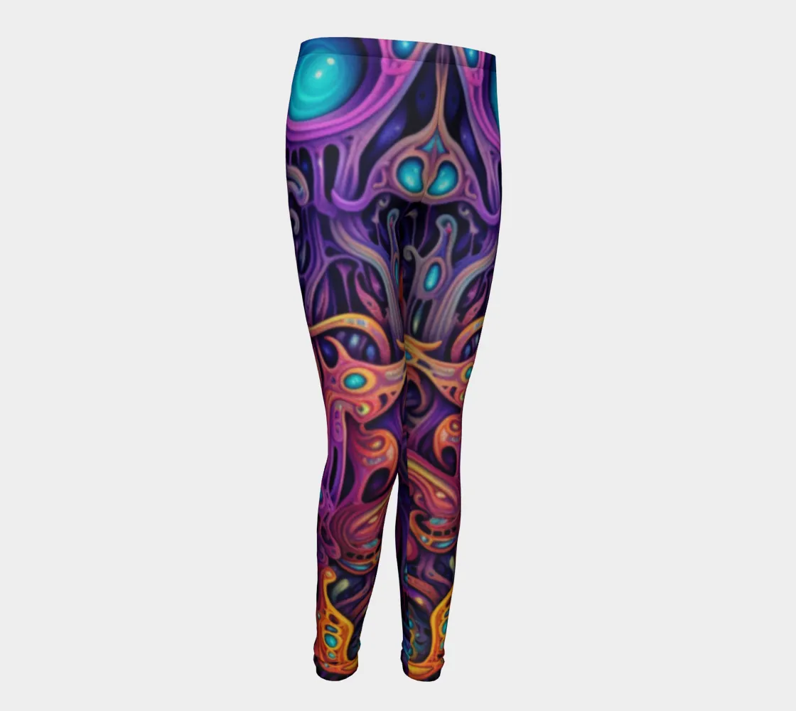 PURPLE CAVE YOUTH LEGGINGS | ACIDMATH AI