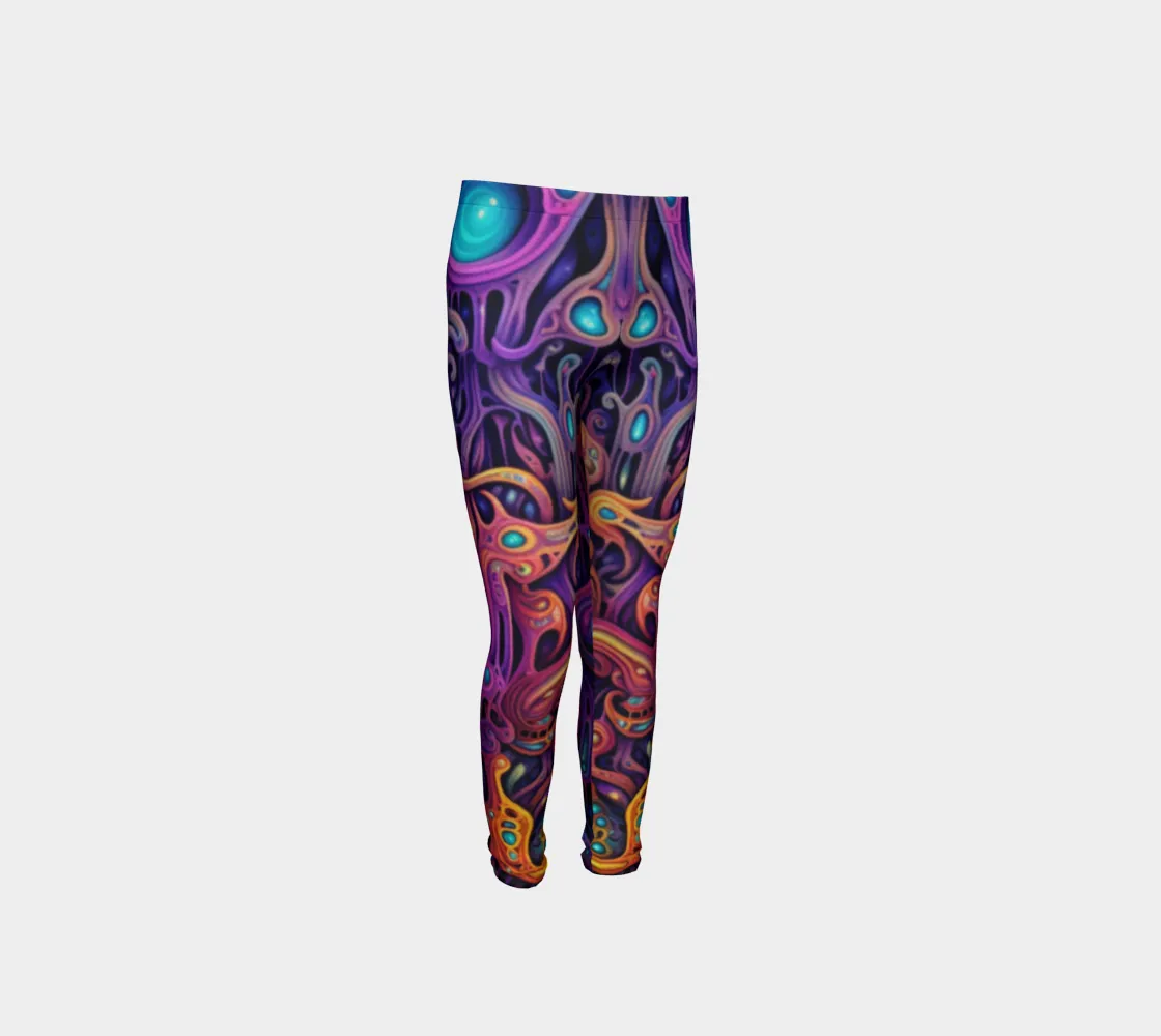 PURPLE CAVE YOUTH LEGGINGS | ACIDMATH AI