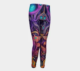 PURPLE CAVE YOUTH LEGGINGS | ACIDMATH AI