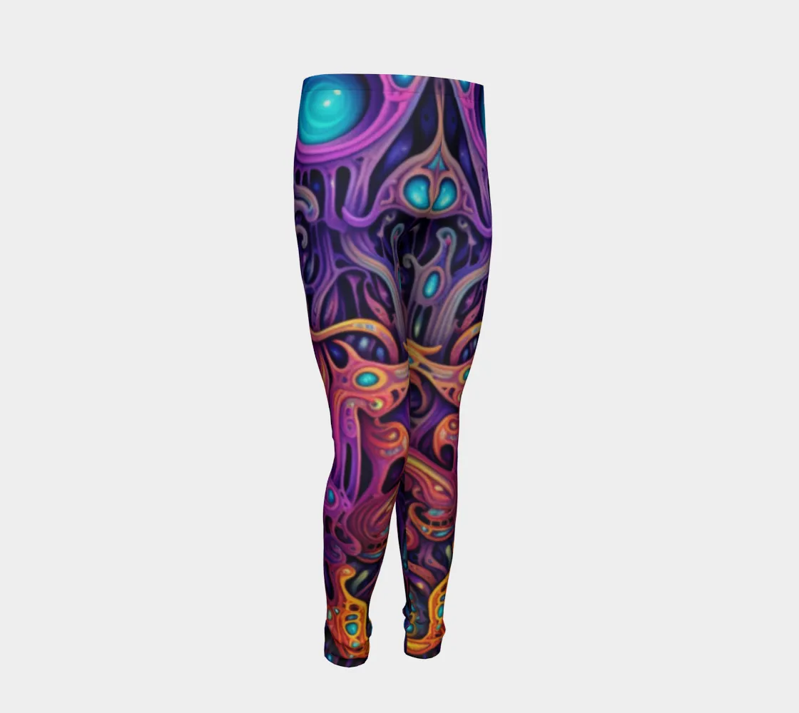 PURPLE CAVE YOUTH LEGGINGS | ACIDMATH AI