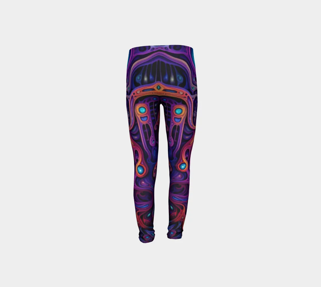 PURPLE CAVE YOUTH LEGGINGS | ACIDMATH AI