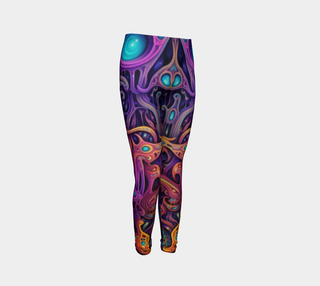 PURPLE CAVE YOUTH LEGGINGS | ACIDMATH AI