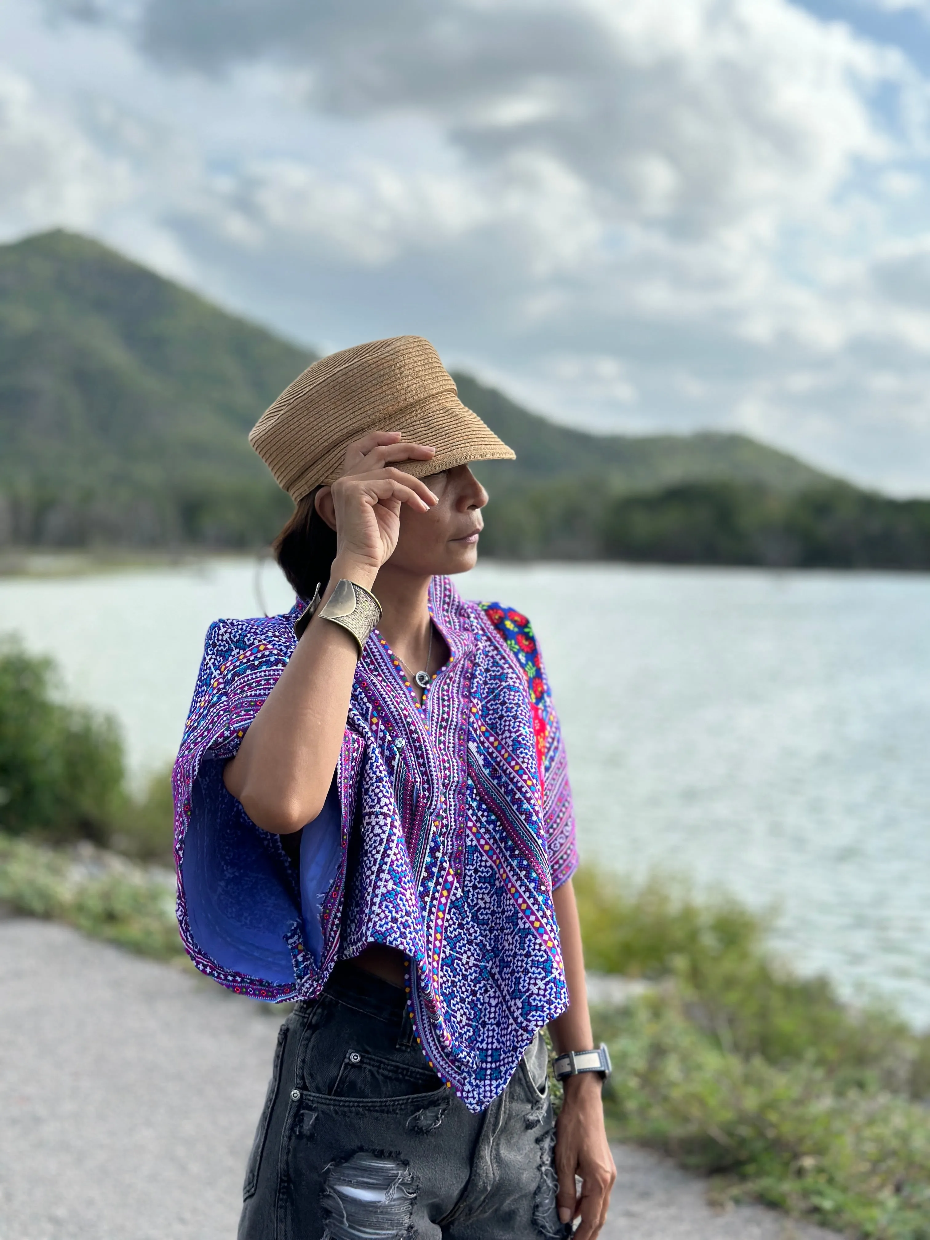 Purple cropped kimono top