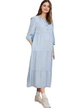 Raffa Chambray Maternity Dress with Tencel