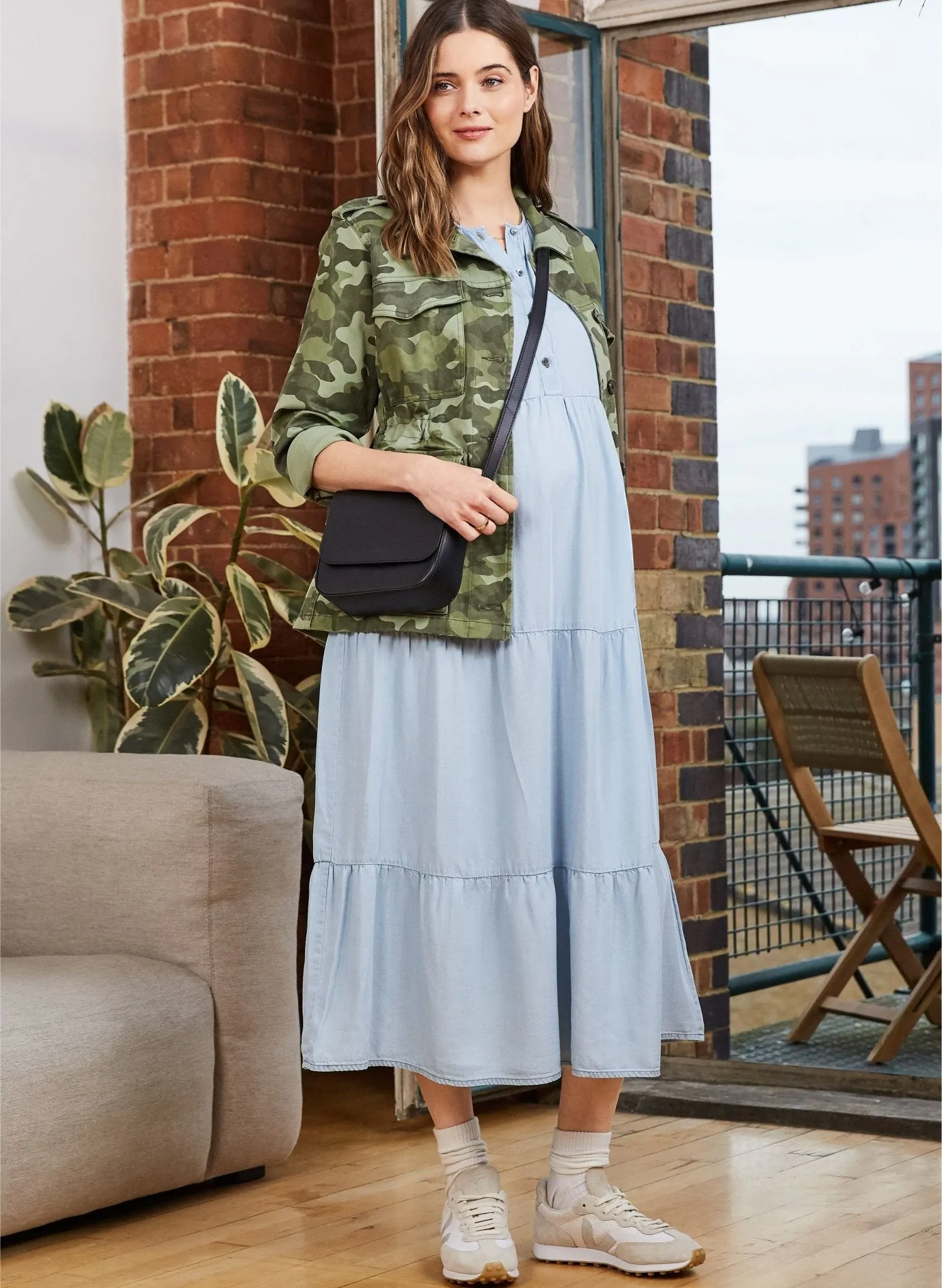 Raffa Chambray Maternity Dress with Tencel