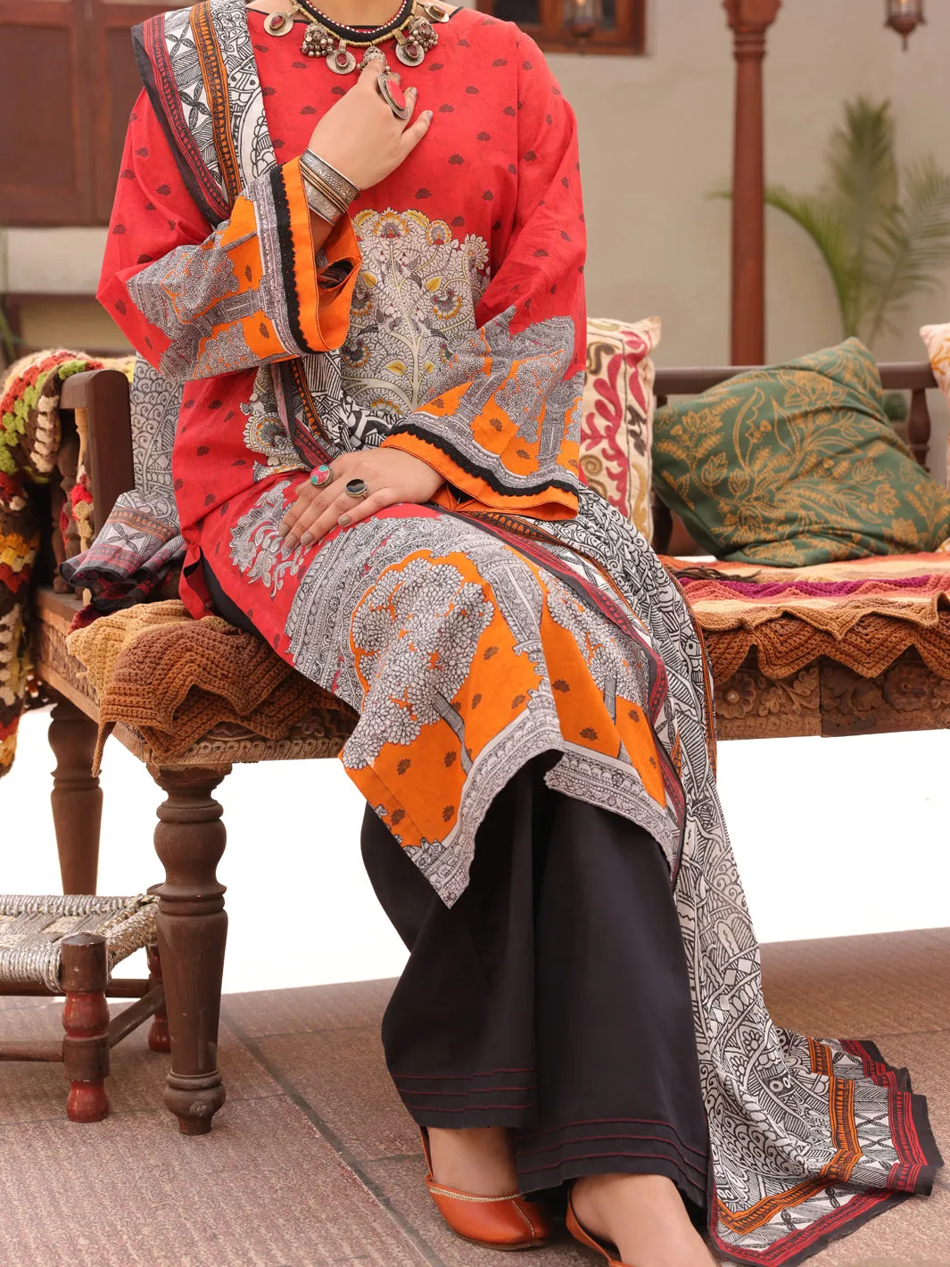 Red Lawn 3 Piece Stitched - ALP-3PS-1611