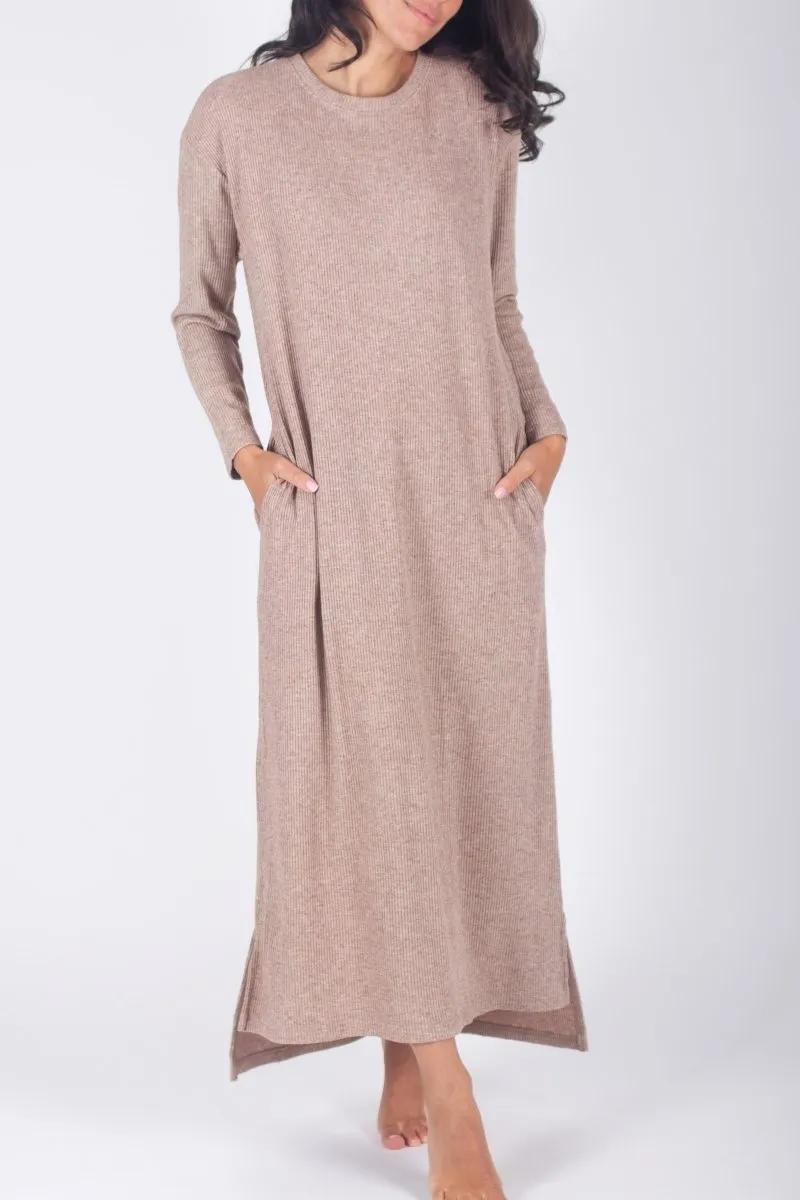 REESE DRESS LONG SLEEVE (BROWN)