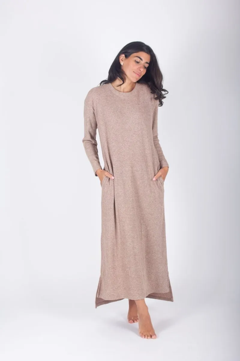 REESE DRESS LONG SLEEVE (BROWN)